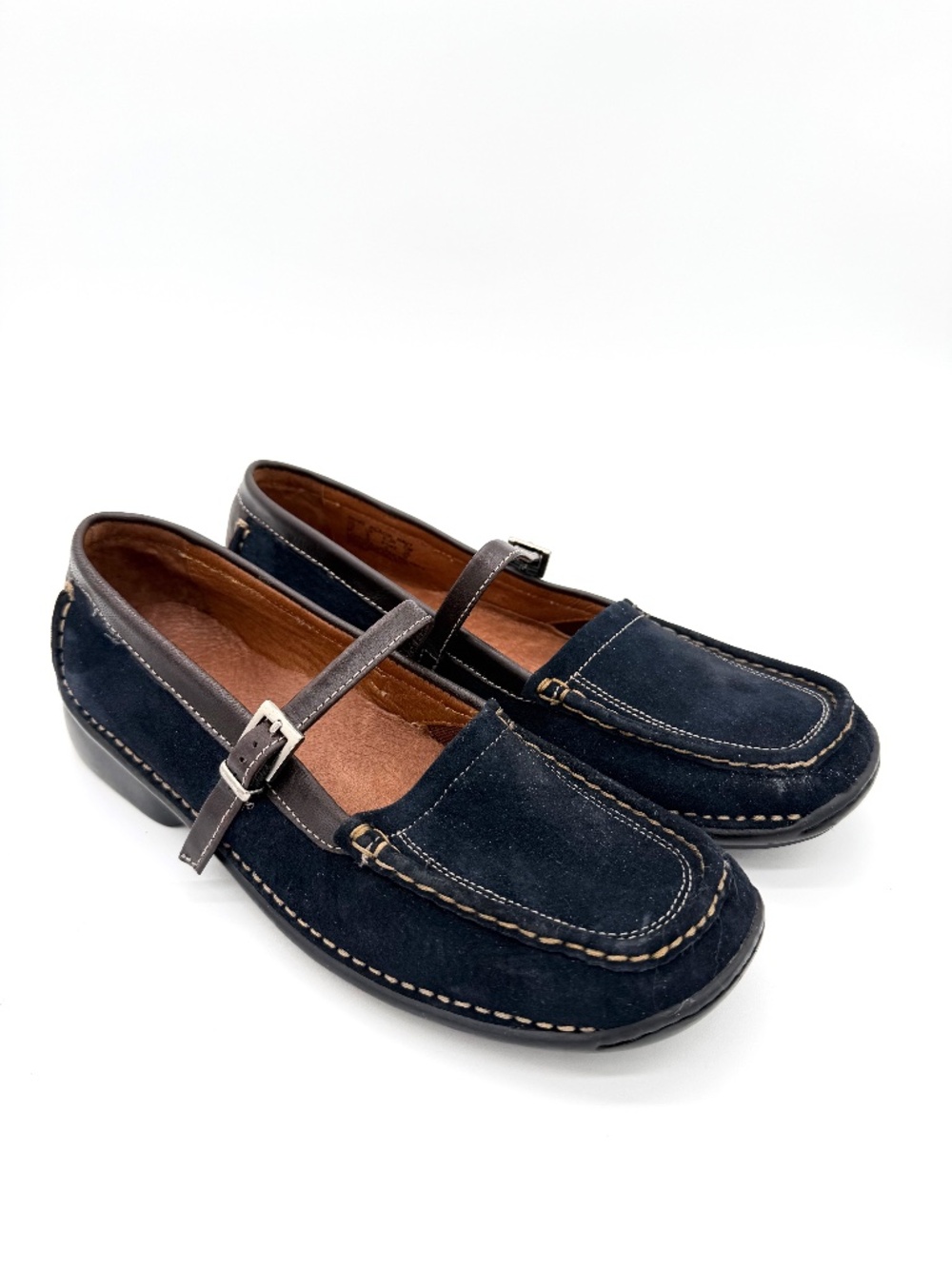 Hush Puppies Acadia Women Navy Blue Suede Mary Jane Loafers Flats Shoes Sz 10 M
